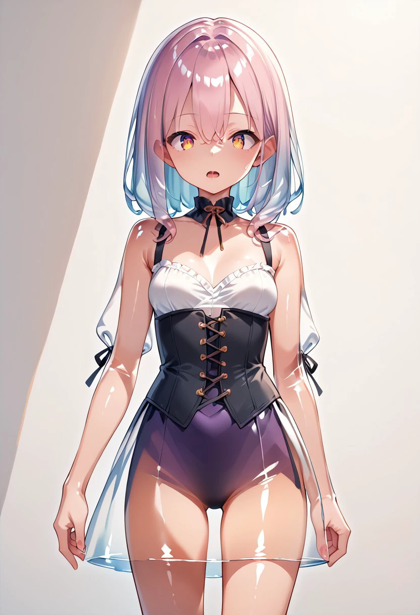 score_9_up, score_8_up, score_7_up, source_anime, Monster Girl Jelly, (transparent body:1.3), (transparent face:1.3),  (transparent hair:1.3),  
Corset, dress