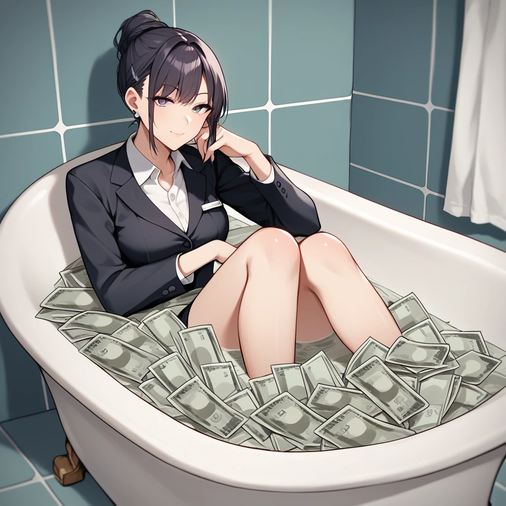 score_9,score_8_up,score_7_up,score_6_up,source_anime,rating_safe, <lora:Cash_Money:0.8> cashmoney, green paper money, money bath, business suit, zPDXL2,