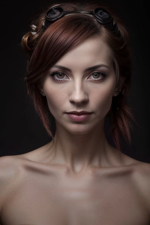 DEN_lumi_steamgirl,
(headshot:1.2) portrait on a (plain background:1.2), (headshot:1.2), (face focus:1.1), lighting from the left, (shadows:1.2), (left side lighting:1.2), (side light:1.3), (half lit face:1.1), (strong shadows:1.2),
bokeh, f1.4, 40mm, photorealistic, raw, 8k, textured skin, skin pores, intricate details  <lora:epi_noiseoffset2:1>, epiCRealism