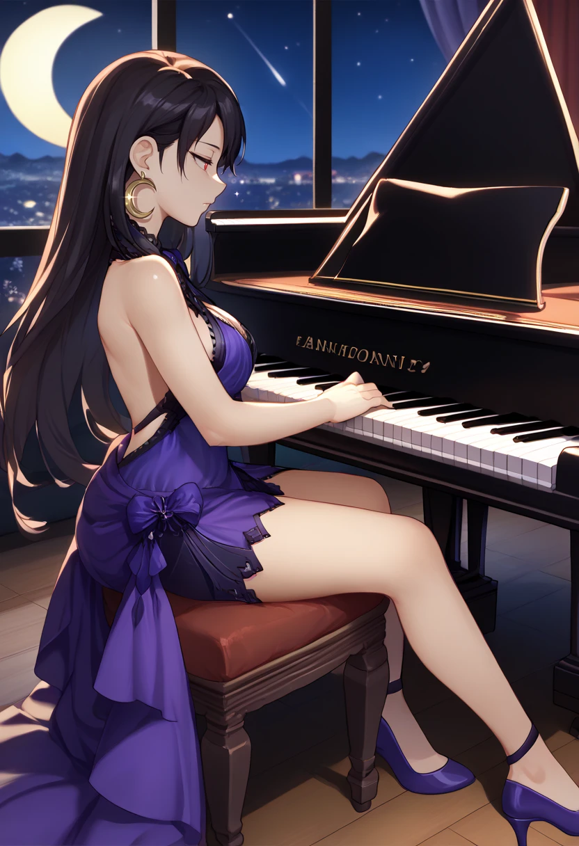 1 girl, (solo), headback, from side, side view,piano, (music score, playing piano:1.2), sitting, chair, (entranced:1.3),see-through halter dress, transparent dress, high res,armlet, necklace, bracelet, jewelry, laurel wreath,1girl, (young), pretty face, shiny skin, shiny hair, floating hair, slim, thin, nsfw, (masterpiece), best quality, extremely detailed, ultra-detailed, highly detailed background, official art, extremely detailed CG unity 8k wallpaper, perfect lighting, vivid color, best illumination,concert, stage, light rays, light beams, light sparkles, growth particles, (god rays:1.2), (floating papper:1.3),