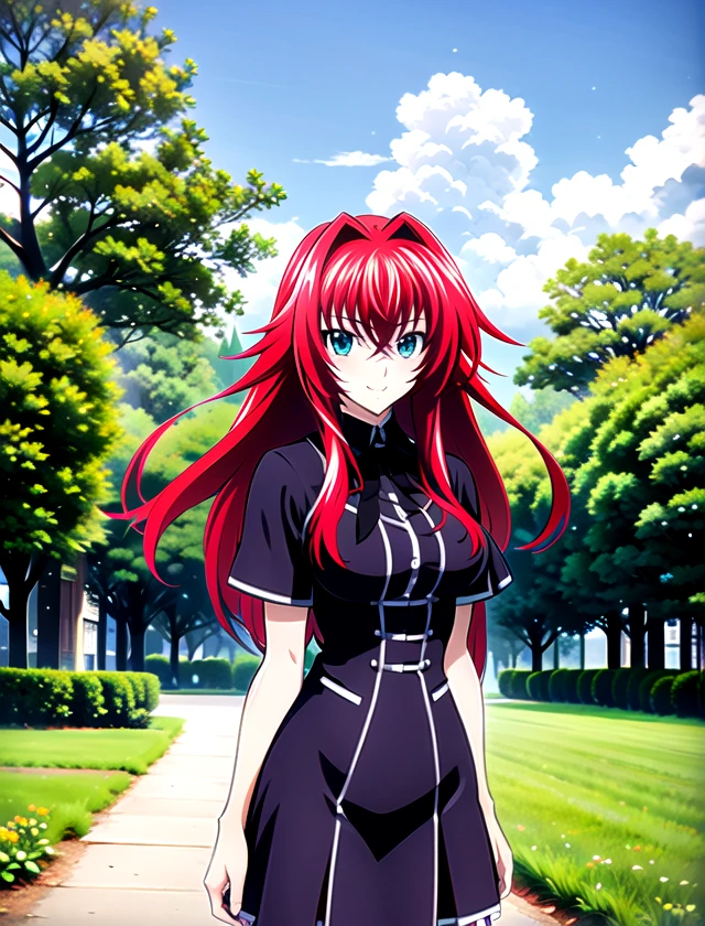 Rias Gremory, solo, standing, outside, 1girl              <lora:Rias-Gremory:1>