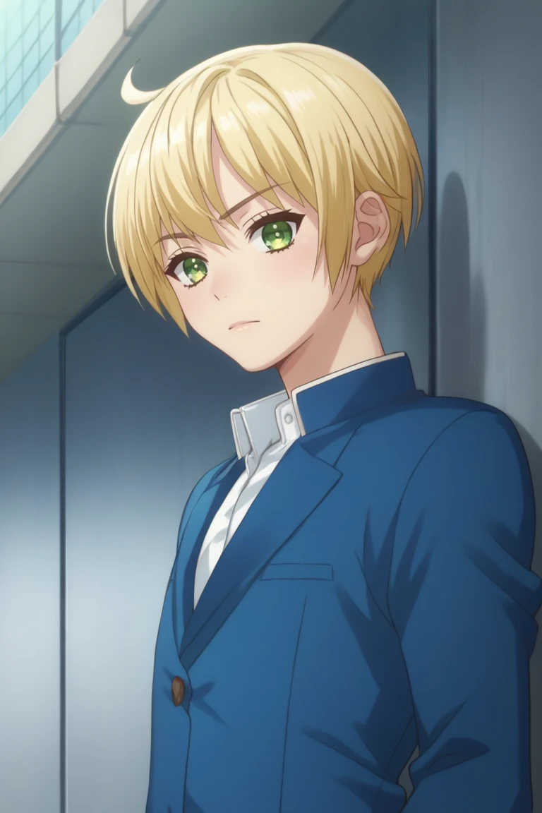 score_9, score_8_up, score_7_up, score_6_up, detailed, intricate details,cowboy shot,best quality ,source_anime, aoi, blonde hair, green eyes, 1boy, school uniform, male focus, solo, gakuran, looking at viewer, holding, upper body<lora:EMS-409511-EMS:1.000000>