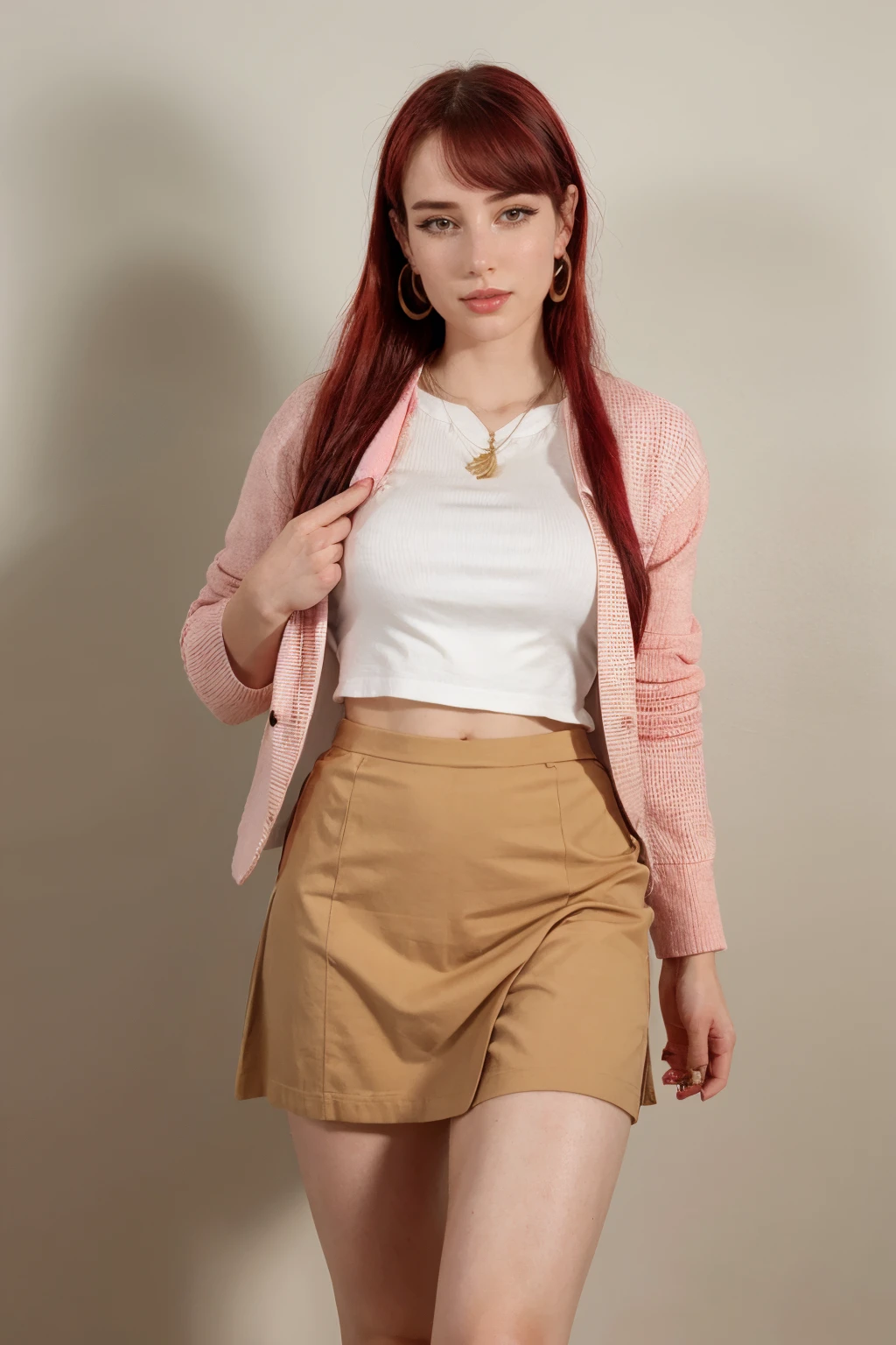 morgpie,a woman wearing Casual blazer and cotton skirt, sahara,  <lora:morgpie:1>