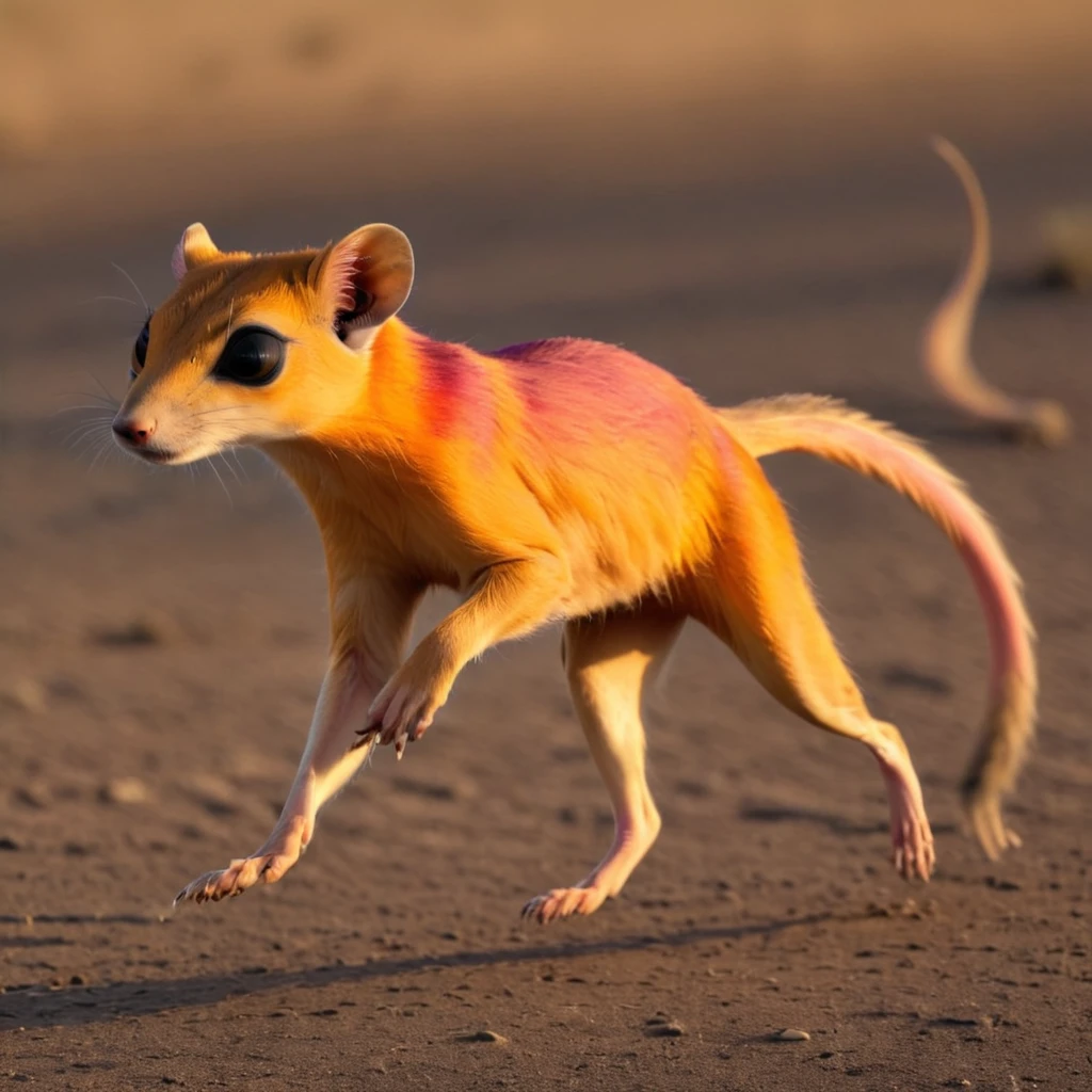 <lora:artfullySSTRIDER_SDXL_V1:1>,  sunset strider, mammal, rodent, fast runner, long tail, four paws