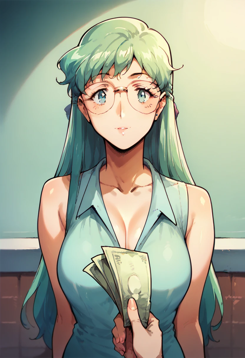 score_9, score_8_up, score_7_up,   s33l4mc,1girl,glasses, looking at viewer,close-up, <lora:s33l4mc:1>     <lora:POV_holding_money:1> pov, money, holding money,