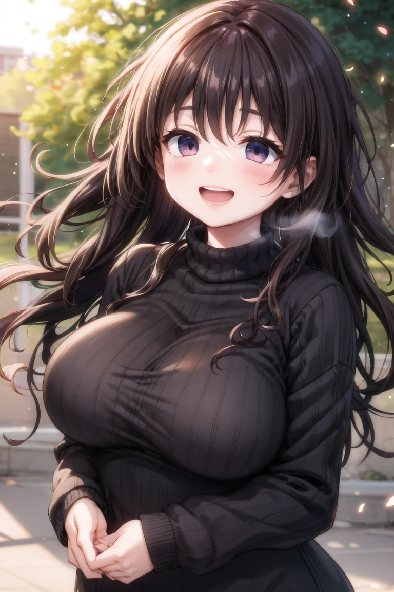 a girl, cosy sweater on, upper body, (huge Laughing:1.1), (open mouth:1.1), (wide open eyes:1.2), sun glare, bokeh, depth of field, blurry background, light particles, strong wind, (heart particles:1.1)
<lora:tatsuichi_monji-10:1.0:lbw=ALL>