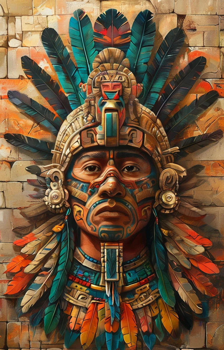 masterpiece,best quality,<lora:tbh264-sdxl:0.9>,illustration,style of Aztec portrait of noble man