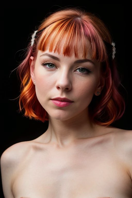 DEN_lizbit_steamgirl,
(headshot:1.2) portrait on a (plain black background:1.2), (headshot:1.2), (face focus:1.1), (facing the camera:1.2), Head in the centre, (eye contact:1.3), (intense stare:1.1), mouth open, (facing straightforward:1.2), (forward facing:1.1), Head, face, Head focus, Head tilted down, looking slightly up at the camera,
bokeh, f1.4, 40mm, photorealistic, raw, 8k, textured skin, skin pores, intricate details  <lora:epi_noiseoffset2:1>, epiCRealism
