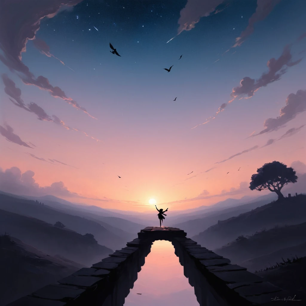 <lora:artfullyLEAP_SDXL_V1:1>, artlp, leap of faith, silhouette, unknown, endless paths