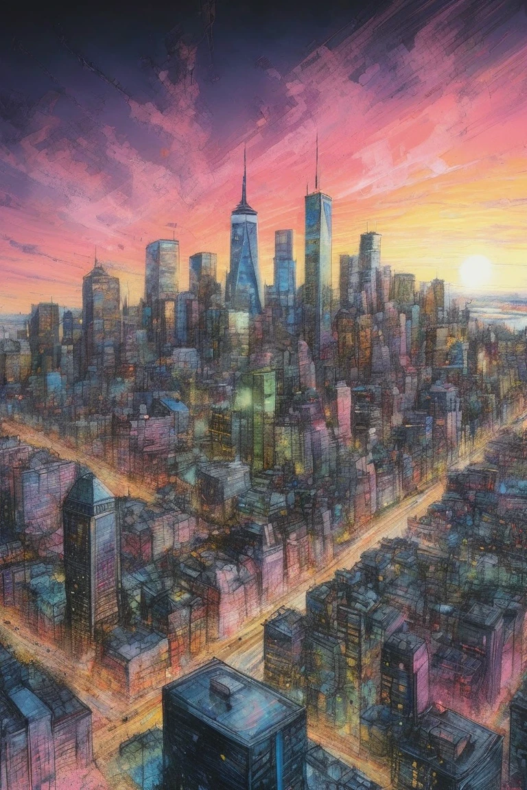 xslx, pastel painting of a city skyline, exciting, backlight, highly detailed <lora:xslx-rebel:1>