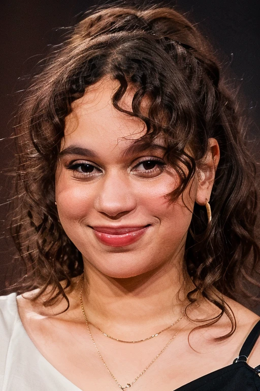 A short girl mugs a little chubby with curly hair