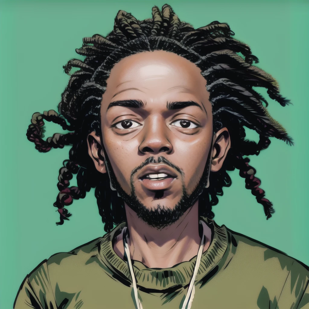 kendrick_lamar, Close up portrait. dreadlocks, extremely simple background