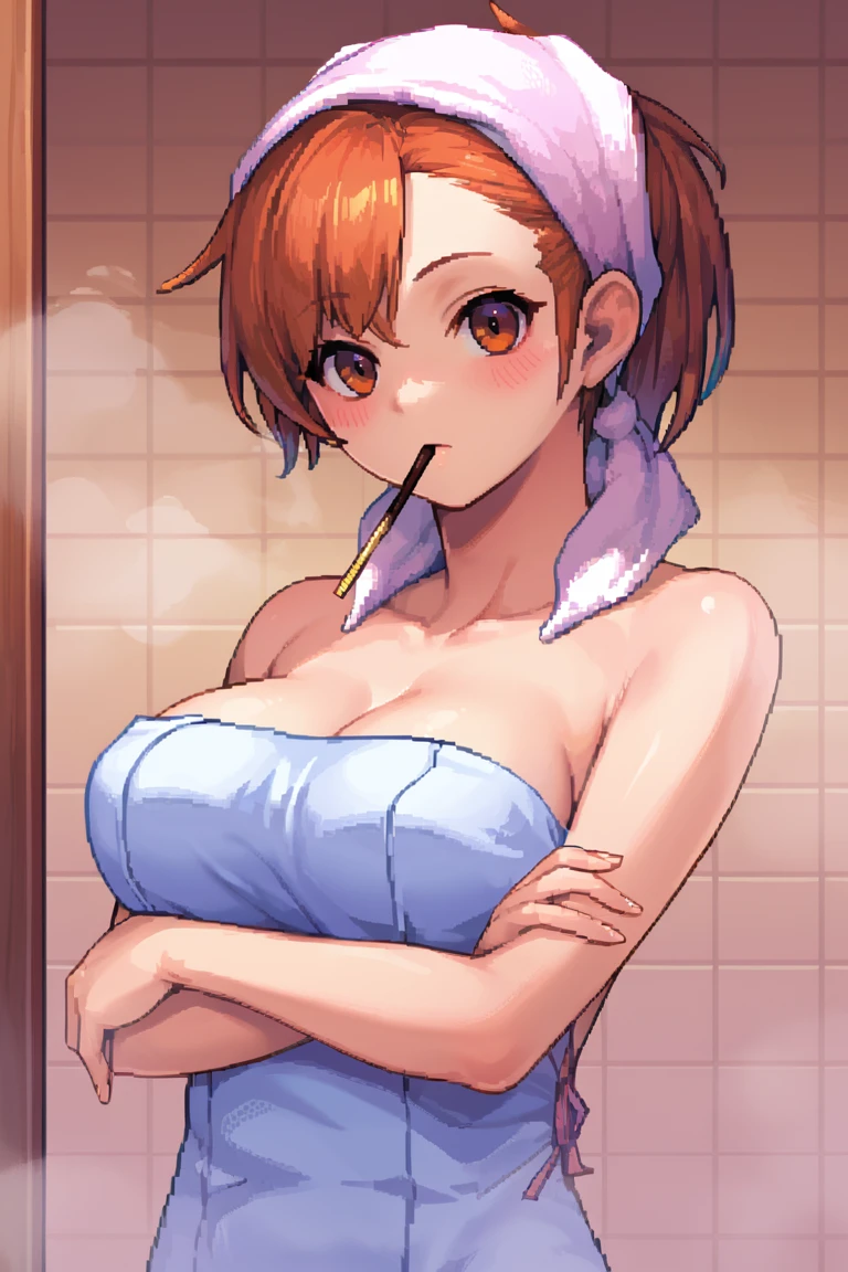 Hot redhead girl cleaning her breast in shower