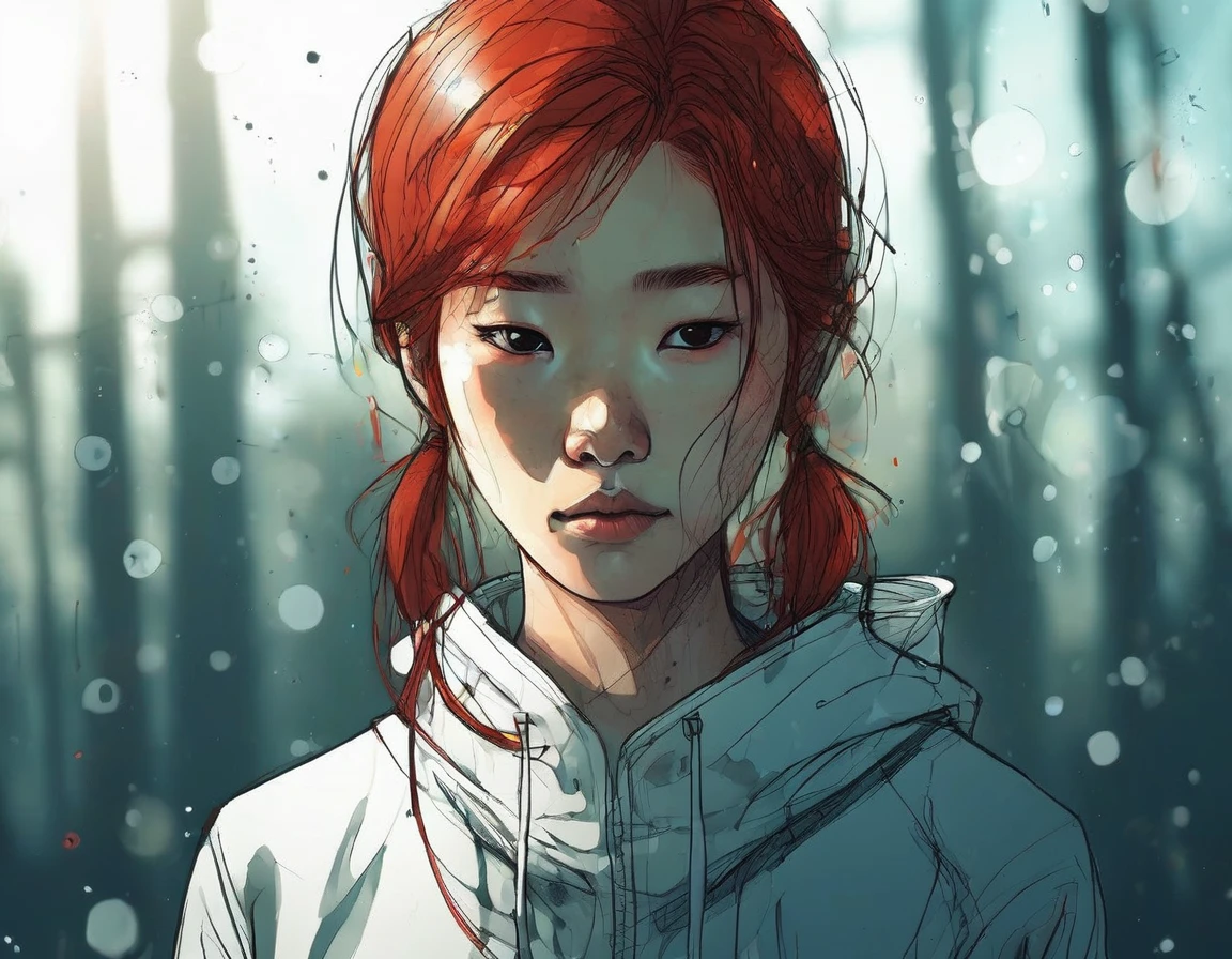 xslx style, sad redhead asian 1girl  face, backlight, highly detailed <lora:xslx-rebel:1>