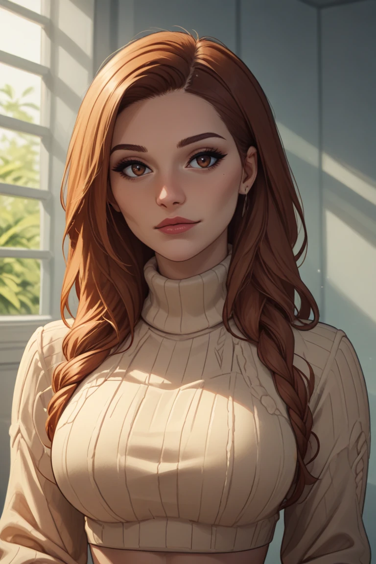 score_9,score_8_up,score_7_up, madikat, eyeliner, brown eyes, cable knit sweater, turtleneck, midriff, portrait, god rays, volumetric lighting, Expressiveh, <lora:Expressive_H:0.69> Expressiveh, <lora:Madikat PDXL:1> <lora:BalsamiqueLycoXL:0.6> <lora:Vivid:0.6> Vivid,