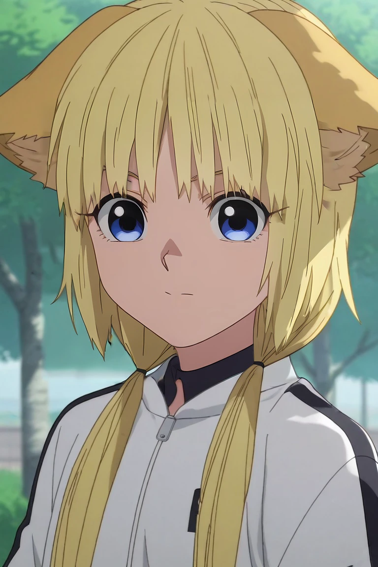 score_9, score_8_up, score_7_up, , rating_safe, intricate details, anime screencap, , official style, looking at viewer, depth of field, 1girl, solo, <lora:kon_kemono_jihen_pony:0.94>, kon_kemono_jihen, blonde hair, blue eyes, long hair, twintails, low twintails, bangs, animal ears, , , , , <lora:sdxl_lightning_8step_lora:1>