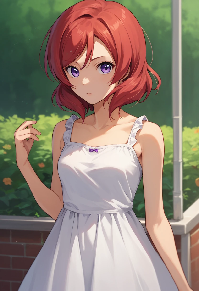 score_9, score_8_up, score_7_up, 1girl, source anime,   Nishikino maki, red hair, purple eyes, short hair, sundress,   <lora:Nishikino Maki 3-000006:1>