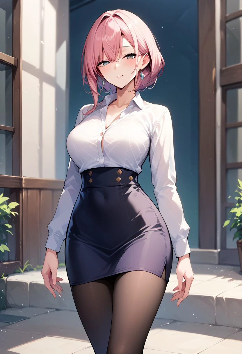 Ruka Sarashina、table top、High resolution、1 girl、big and full breasts、naughty body、underwear only、see-through、pink lingerie、throw、kneel down、Kneeling、Looking up at me、confused face、blush、black pantyhose、The shape of a woman&#39;s private parts is clearly visible、nipples are visible、micro mini skirt、very short skirt