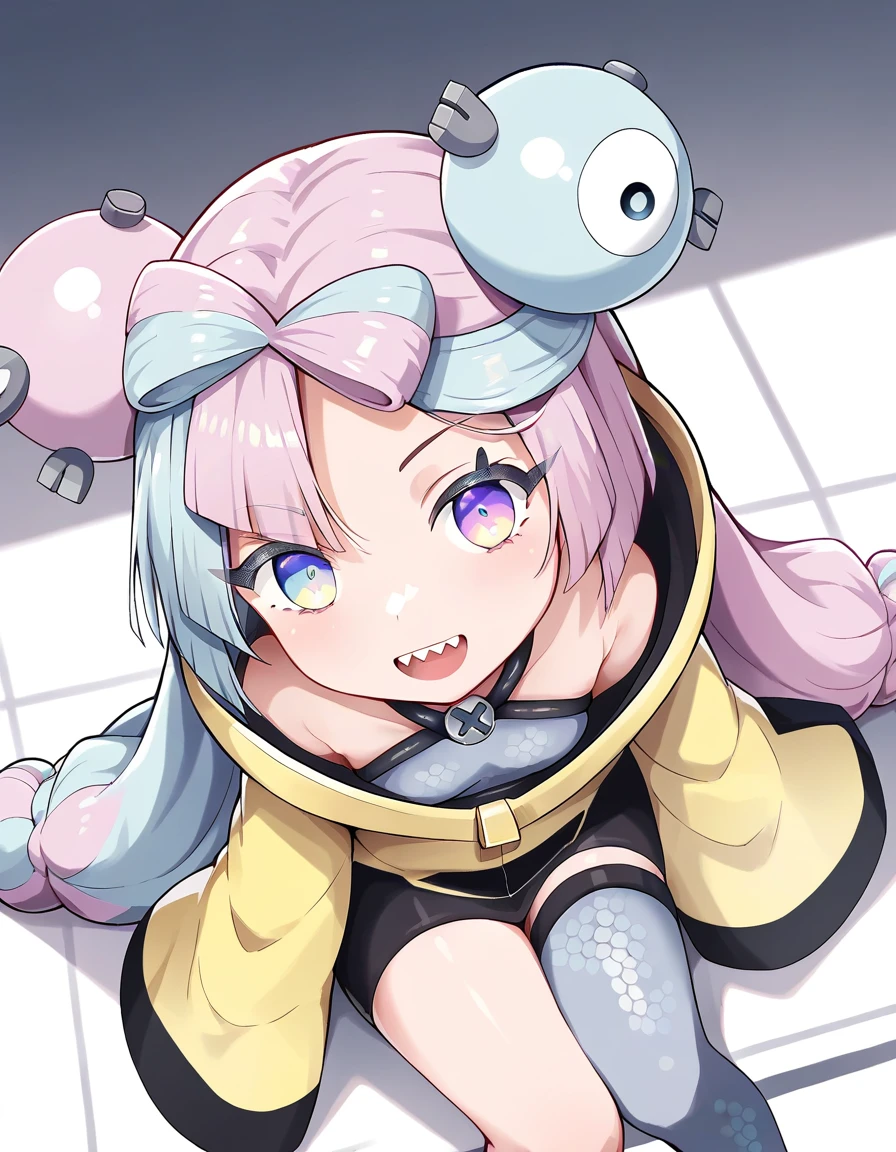 score_9, score_8_up, score_7_up,score_6_up,score_5_up,score_4_up,rating_safe, 1girl, iono from pokemon, sitting, from above, from side, looking at viewer, smile, open mouth, yellow jacket,
<lora:yosola_style_pony6_v3:.9>