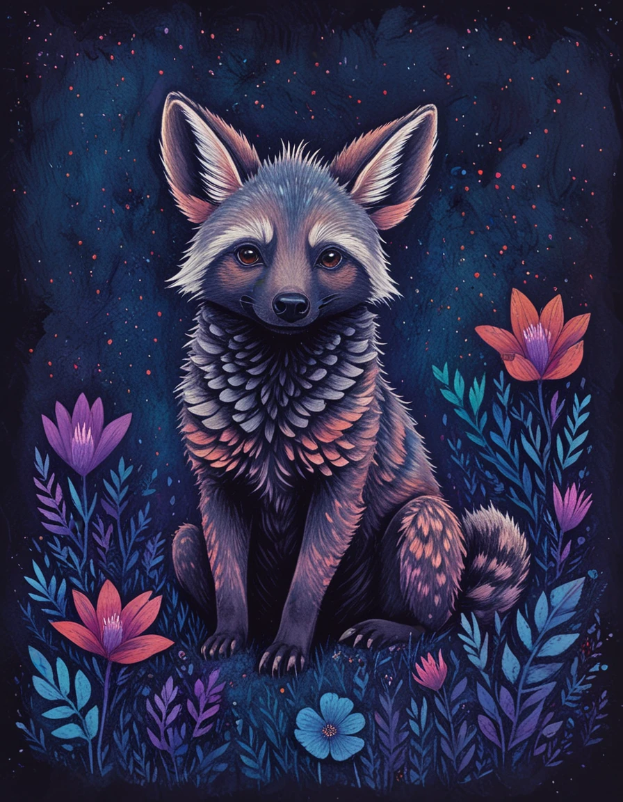 <lora:CBS_novuschroma03 style:1.5> novuschroma03 gouache painting of aardwolf