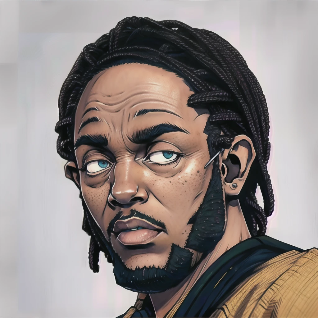 kendrick_lamar, Close up portrait. dreadlocks, extremely simple background