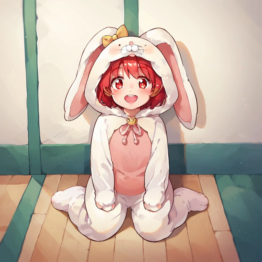 score_9, score_8_up, score_7_up, rabbit costume, red eyes, sitting, full body, pov, looking at viewer, blush, smile, open mouth, upper teeth only