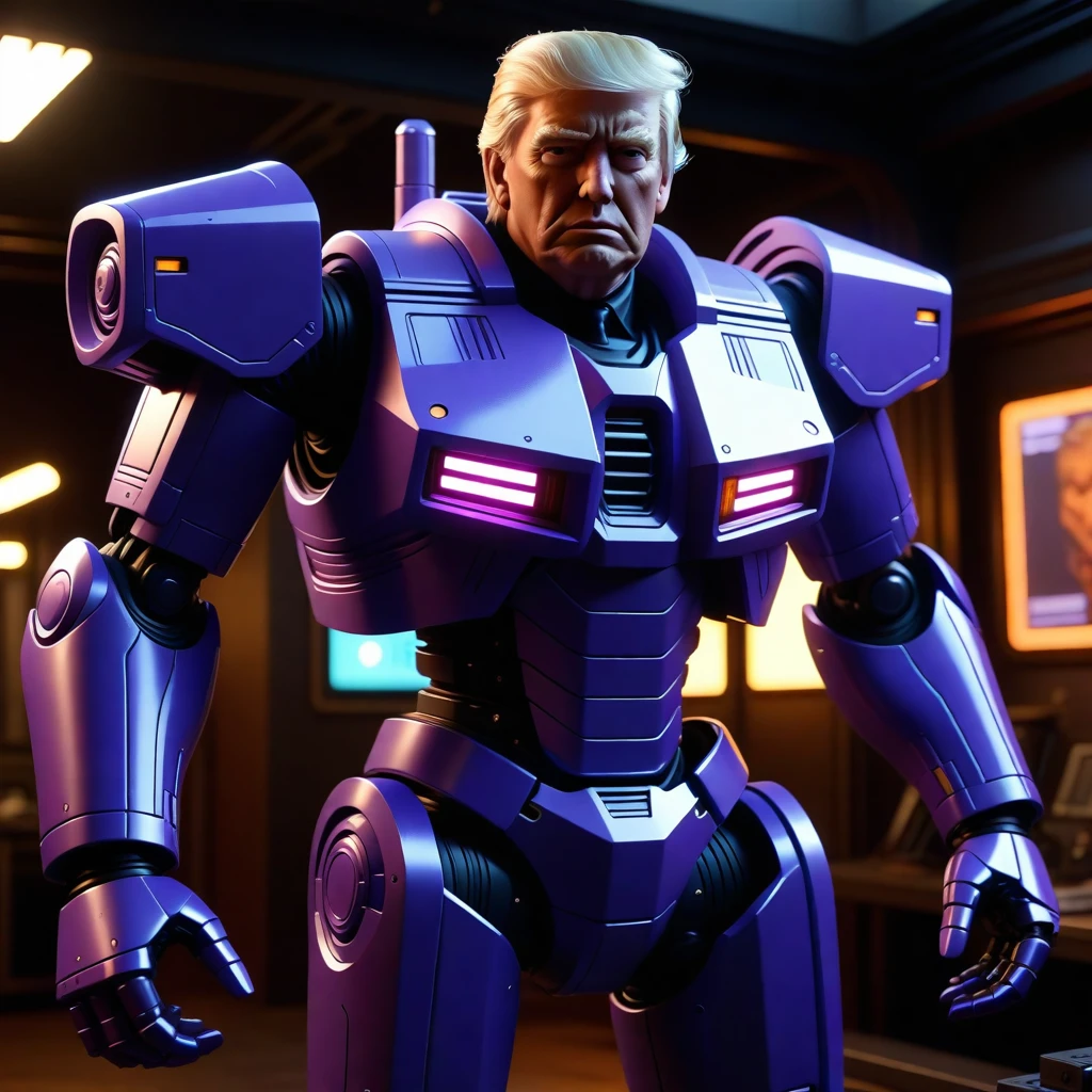 (DONALD_TRUMP_MECHA CINEMATIC 35MM 3D_ANAMORPHIC_STYLE_PURPLE_SYD_MEAD_STYLE/STYLE_L3ONARD0V1/-/: 1.2)SPLIT_LIGHTING_STYLE