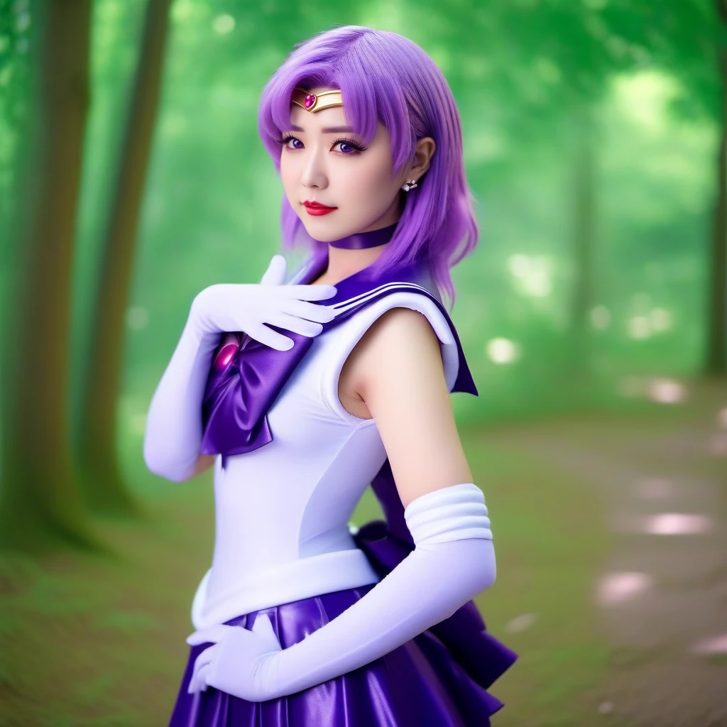 cinematic photo  1girl, purple hair, bow, sailor senshi uniform, purple skirt, sailor collar, gloves, high heels boots, japanese background <lora:SailorMoonStyle1024:0.9> . 35mm photograph, film, bokeh, professional, 4k, highly detailed