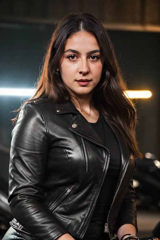 best ratio,zoom out, wide angle photo, view from a distance, (((full body shot))) a captivating 20 year old Italian girl, social influencer. Her long curly, black hair, which elegantly frames her face. she is wearing very sexy leather outfit posing lying on a motorbike. Almond-shaped (((eyes almost purple))) of a rare shade, , which convey depth and intensity. A face characterized by full lips and a characteristic mole between the nose and mouth. Her nose is small, with a slightly bulbous tip. A sinuous and soft body, but at the same time slim, medium/big breasts that radiate sensuality and strength. ((Masterpiece, best quality)) Full body, medium/big breasts zoom out raw mode (((full body))), from front (((zoom out x2))) raw mode
