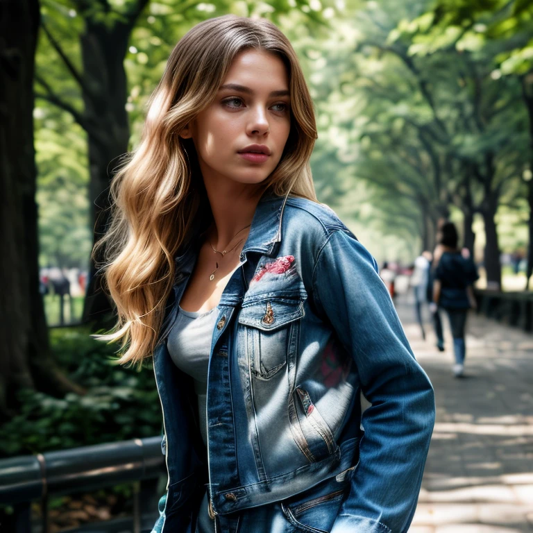 (New York Central Park, SFW, stylish jumpsuit, denim jacket, sneakers, energetic pose, walking along tree-lined paths, late morning:1.35) Instagram_Influencer_90_By_Stable_Yogi
Faceshot_By_stable_yogi
Humanizer_Embedding_By_Stable_Yogi
<lora:Detail Blaster By Stable Yogi:0.5>
(center_parted_long_wavy_blonde_hair)