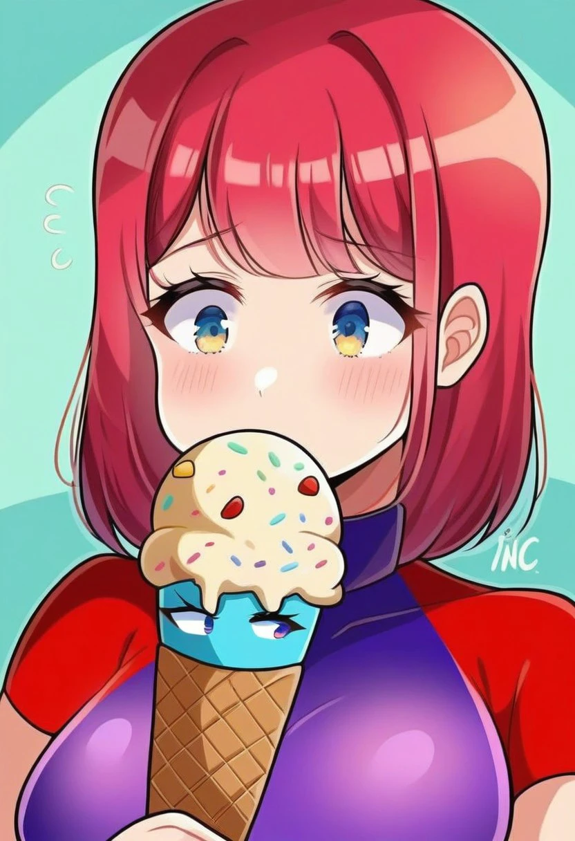 1 ice cream cone,  living ice cream cone, worried face