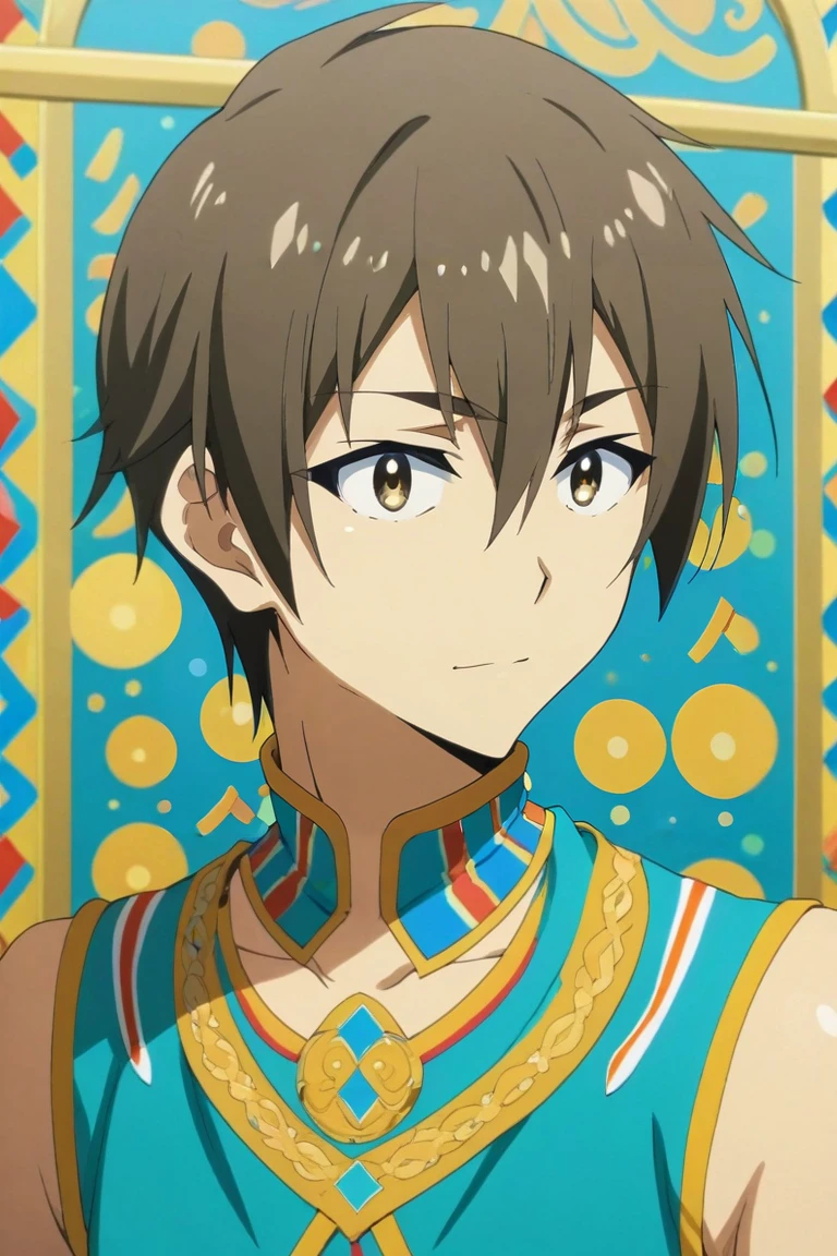 score_9, score_8_up, score_7_up, source_anime, rating_safe, intricate details, , looking at viewer, , 1boy, solo, male focus, <lora:hideki_nishimura_pony:0.96>, hideki_nishimura, brown hair, brown eyes, short hair, hair between eyes, ahoge, , carnival costume, <lora:sdxl_lightning_8step_lora:1>