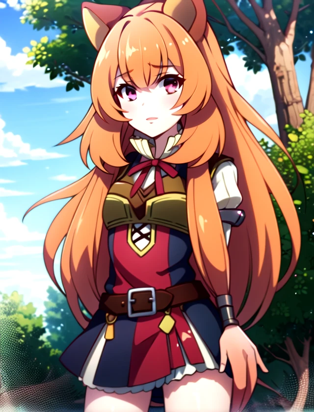 Raphtalia ,solo, standing, outside, 1girl  <lora:Raphtalia:1>