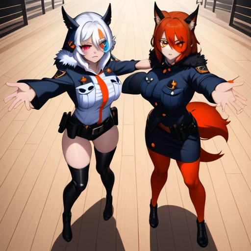 3girls, massive breasts and hips and butt, any outfit, any fur color and pattern [all colors and patterns allowed], any eye color and pupils [heterochromia allowed], any location, night, any pose, doing anything, sci fi weapon, perfect body, doing anything and any pose