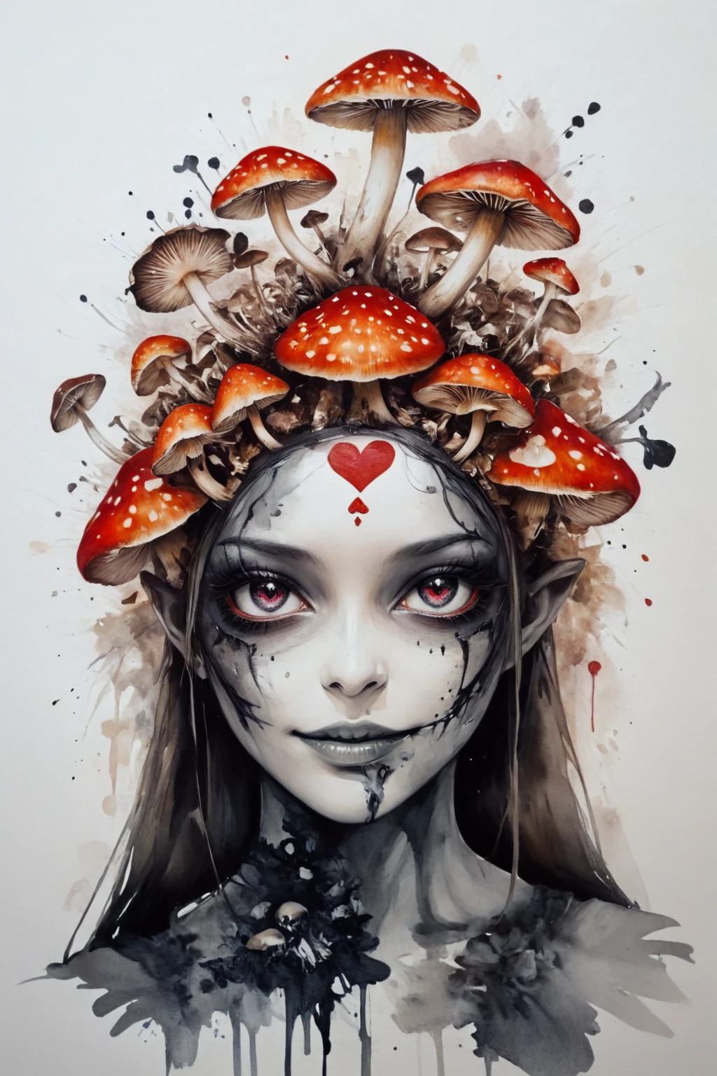 girl, demon, mushroom, love, funny, portrait, ink painting, photo, sharp,
<lora:Mushroom_Portrait_V1:1>
