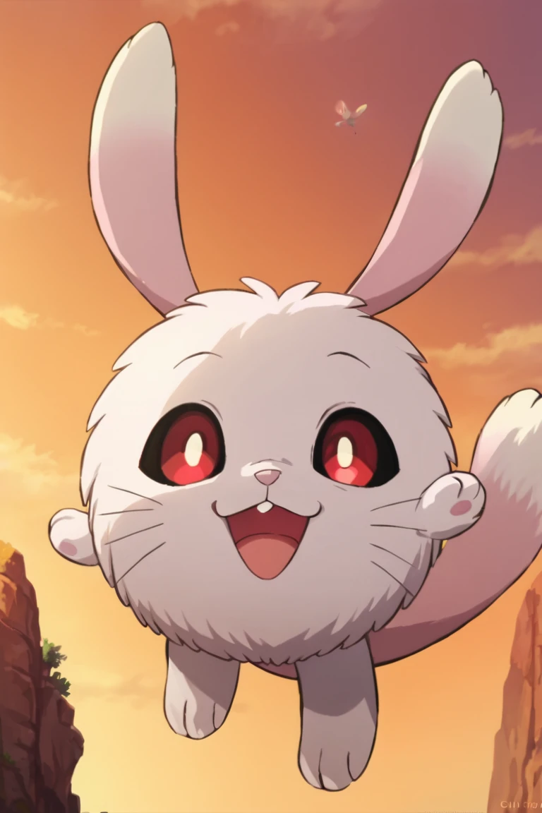 score_9,score_8_up,score_7_up,source_anime, looking at viewer, solo, 1animal,
rabbit, chammy,colored sclera,red eyes, smile, non-human, solo, close-up, open mouth, tail, outdoors,floating, sky<lora:EMS-385044-EMS:0.800000>