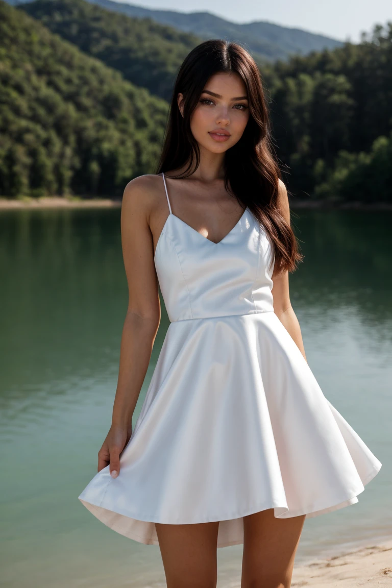 (Cinematic Shot:1.3)(telephoto shot:1.3) Tower13_Deenice (smile:1.3) (skinny, slim, slender, narrow waist:1.3)BREAK (Wearing White and Pink Satin A-line little black dress:1.3) BREAK (At a Lake , in Korea:1.3) ((Photo Focus, DOF, Aperture, insanely detailed and intricate, character, hypermaximalist, hyper realistic, super detailed, (lens flare)))<lora:exposure_control_v10:-0.3> <lora:more_details:0.3>
