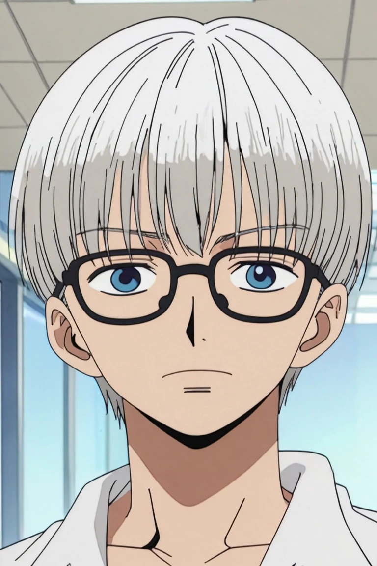 score_9, score_8_up, score_7_up, source_anime, anime screencap, rating_safe, , , depth of field, 1boy, male focus, <lora:shouta_doi_pony:0.57>, shouta_doi, grey hair, blue eyes, short hair, bangs, glasses, solo, straight-on, hospital, noon, pose, :o, <lora:one_piece_style_pony:1.12>, one_piece_style, , <lora:sdxl_lightning_8step_lora:1>
