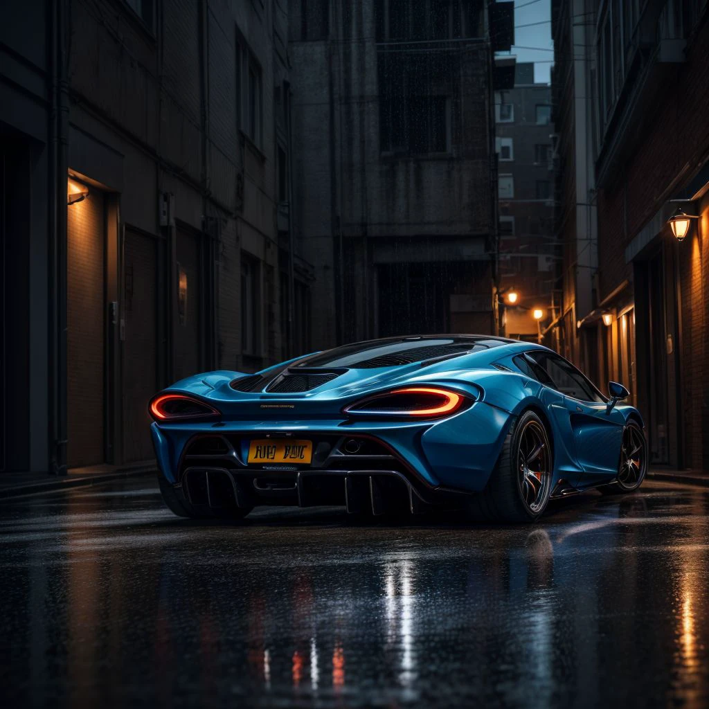 rainy night, real background, raw photo, 8k, high contrast, futuristic, masterpiece, detailed, parked car, low angle, mclaren, ray tracing,<lora:zeekars:0.6>  <lora:epi_noiseoffset2:1>  <lora:add_detail:1>