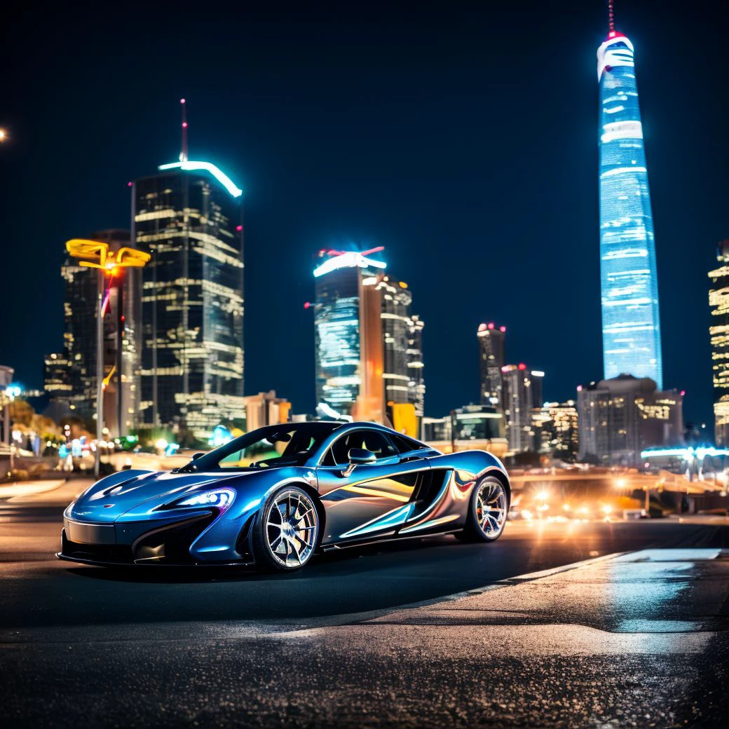 (night:1.1), city lights, bokeh, raw photo, 8k, high contrast, masterpiece, detailed, parked car, low angle, mclaren, ray tracing, (side view:1.1),<lora:epi_noiseoffset2:1>   <lora:mclarenp1:1>