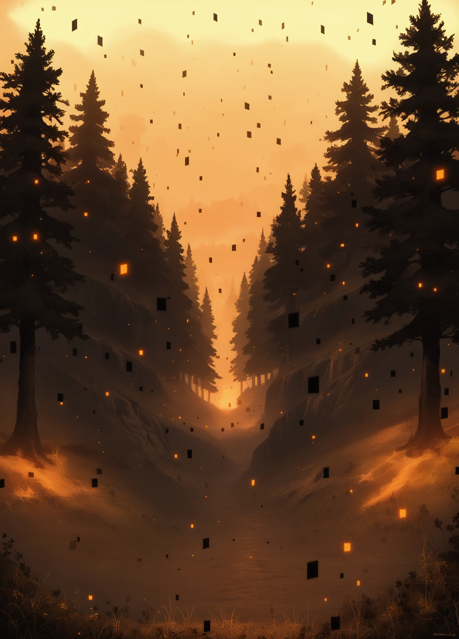 score_9, score_8_up, score_7_up, score_6_up, (black_particles:1.2), twili_dimension,
sunset, dusk, twilight, glowing, scenery, landscape, forest, orange fog, orange theme,
<lora:tp_twili_particles_ponyxl_v1.2-000200:0.9>