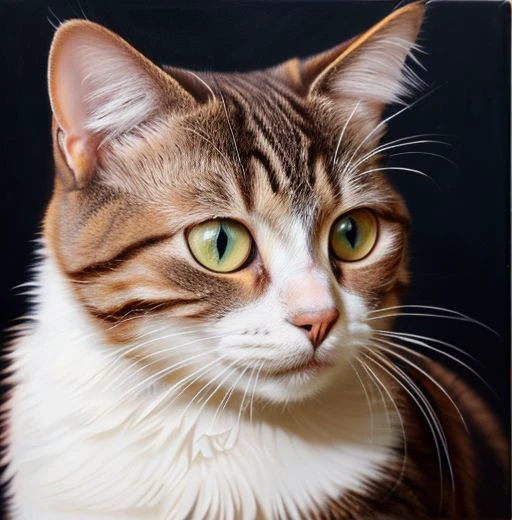 oil painting, a cat, artistic, colorful, live colors,