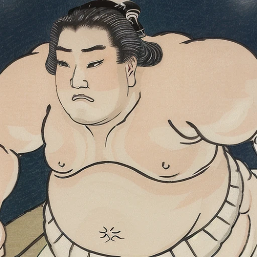 1 man, nishikie, sumo wrestler <lora:sumo1:1>