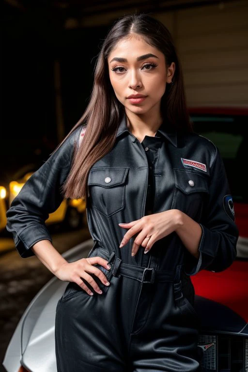 DEN_yajana_OF,
(working in a garage on a mustang car engine covered in oil and dirt wearing a dirty jumpsuit, mechanic, working on a car, engine:1.2),
bokeh, f1.4, 40mm, photorealistic, raw, 8k, textured skin, skin pores, intricate details <lora:epi_noiseoffset2:1>, epiCRealism