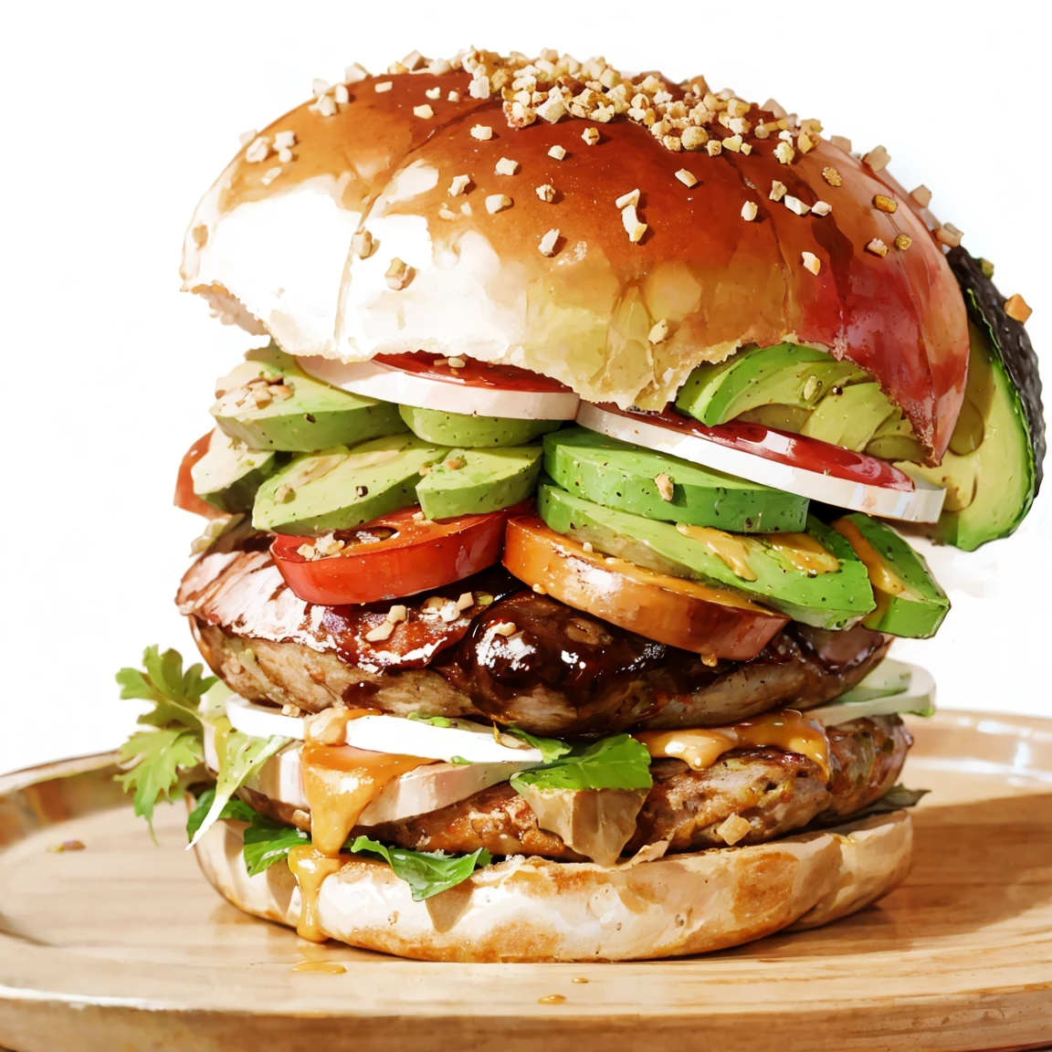 hamburger with avocado, (avocado: 1.2)