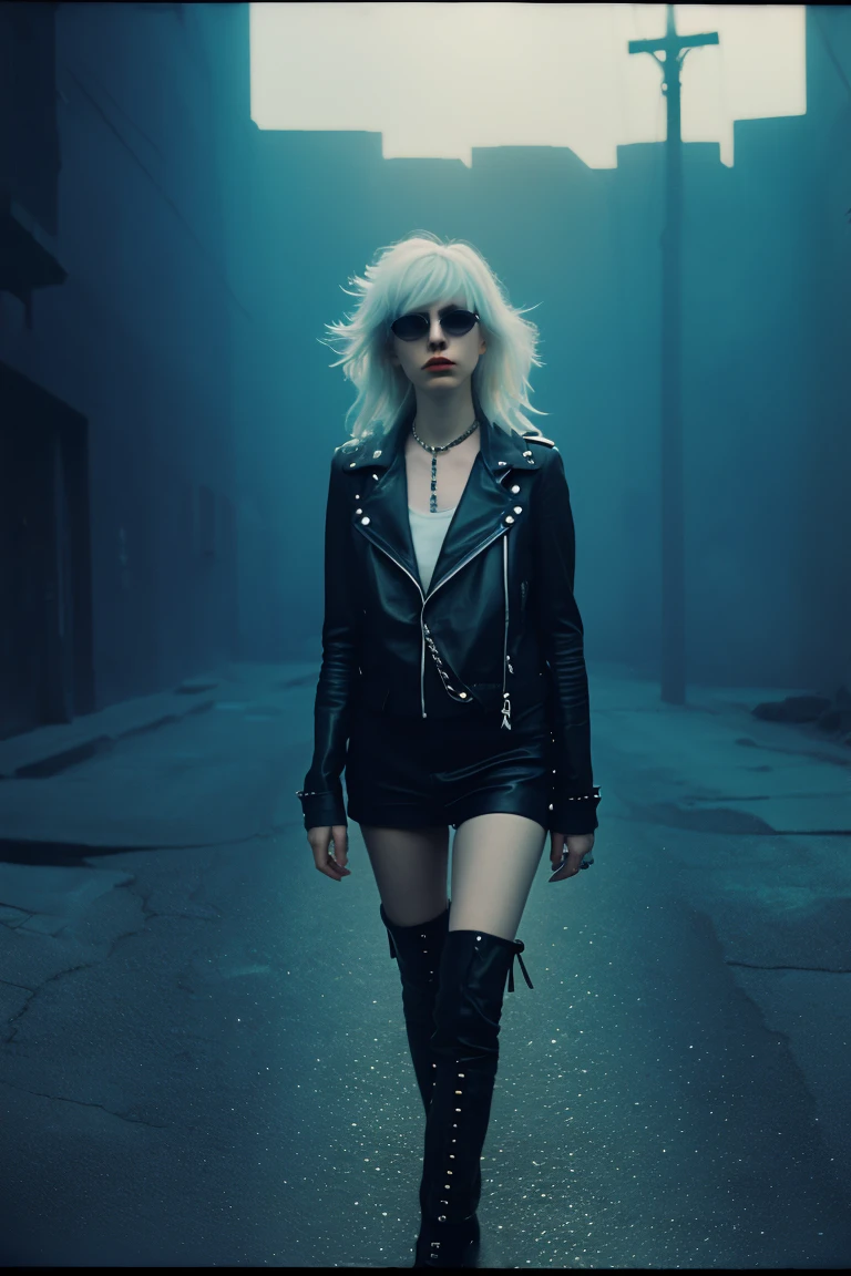 1girl, (wolfcut:1.1), very long hair, multicolored hair,  bangs,  (disheveled:1.3),
(Wrapped in a sleek leather jacket, accentuated by silver studs and chains, emanating a fierce and edgy aura), (analog, cinematic, film grain, hazy atmosphere, cinematic shot),
<lora:concept_hairstyle_wolfCut_sd15_v7-wolfCut:0.8>
BREAK
background dark alley, garbage, motorbike, realistic photograph, professional photographer, depth of field,