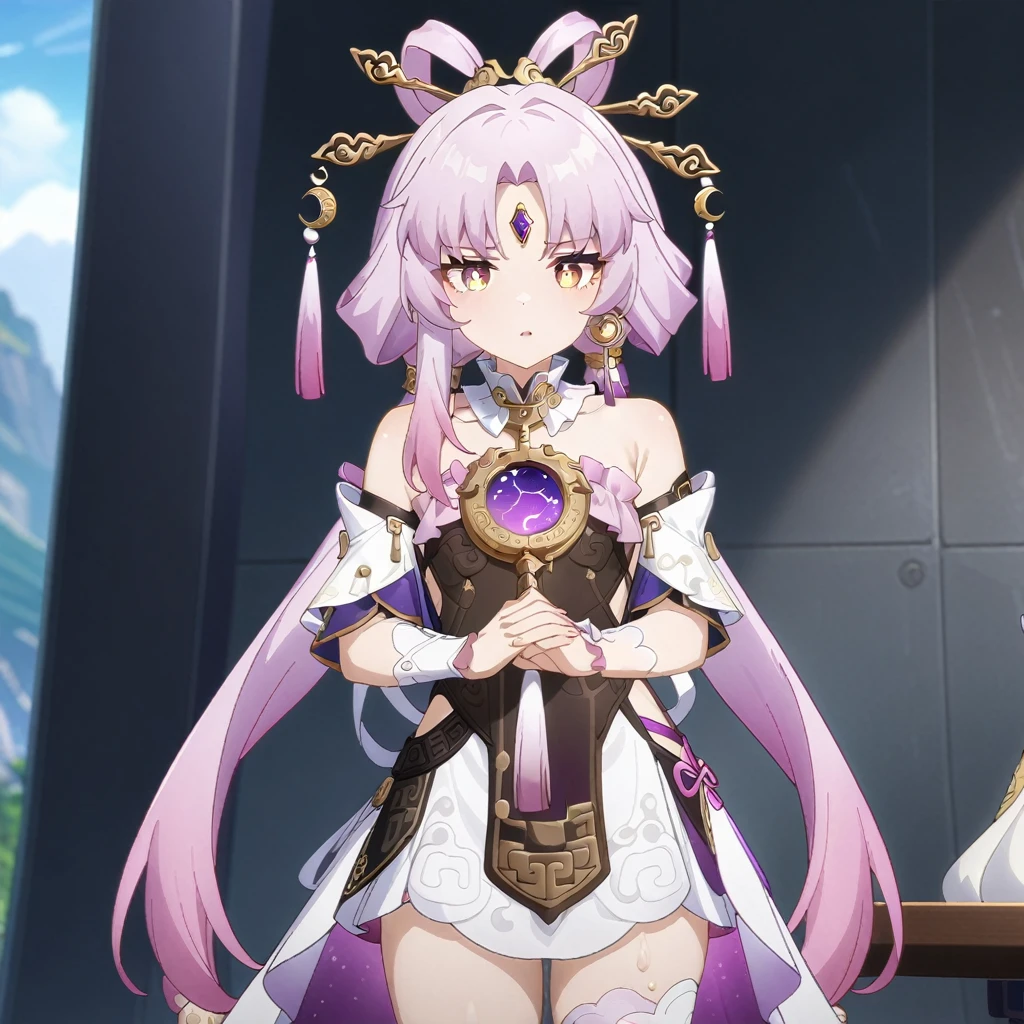 masterpiece,best quality,very aesthetic,absurdres,(sexy posture),solo,
cowboy_shot,anime screenshot,outdoors,
1girl, fu xuan \(honkai: star rail\), honkai: star rail