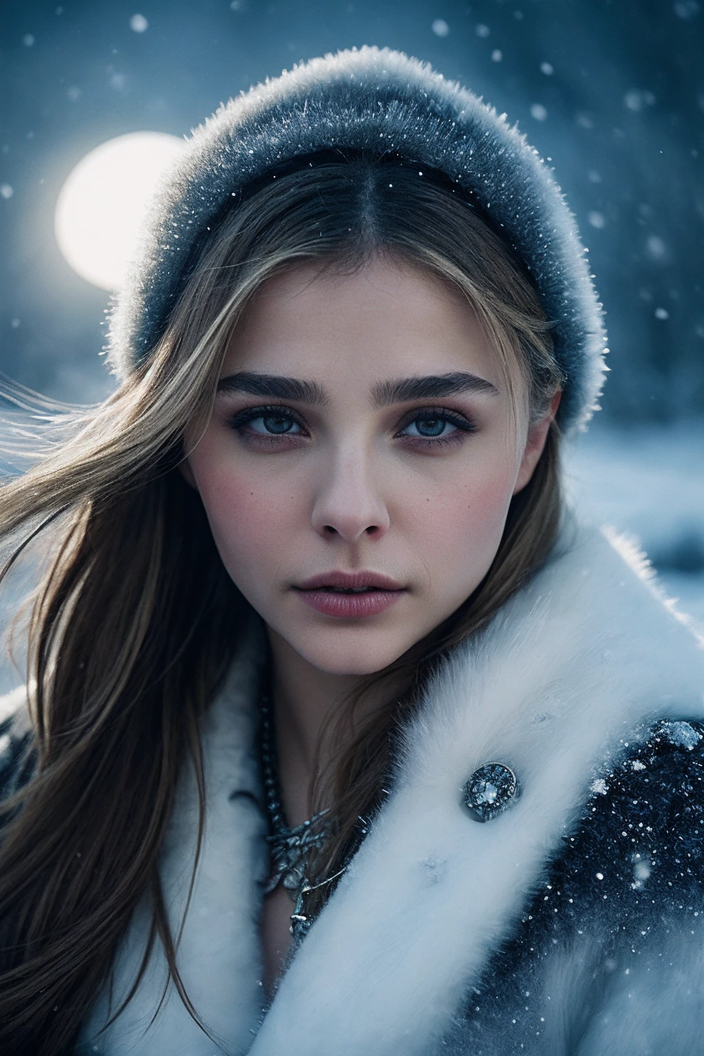 ChloeGM_SoloTI_v1,
Dark Matter Trilogy: The Golden Compass (heroine's style), (mystical arctic landscape:1.1), (resolute close-up amidst the snow), courageous and determined presence, (soft moonlight casting an ethereal glow), artistically captured photography, 35mm, natural and vibrant ambient light, cool and mystical hues, intricately detailed, (High Detail:1.1), Fearlessly focused, arctic, dynamic and radiant lighting, (intense expression in the frame), (steadfast gaze details), wintry textures, adventurous spirit, ((heroine's indomitable aura)), vivid tones, fantastical details, resilient charm, subtle contrasts
epiCPhoto,