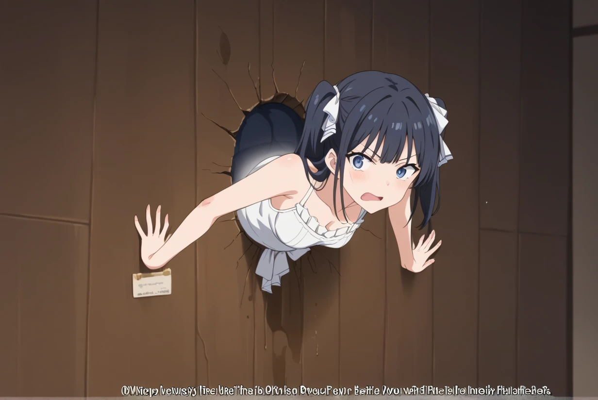 score_9, score_8_up, score_7_up, best quality, masterpiece, source_anime, anime screenshot, BREAK,  1girl, stuck in wall, through wall, from front <lora:stuckwall:1>