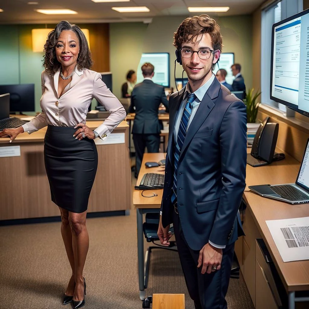 (masterpiece), best quality, expressive eyes, perfect face, standing at his desk in a telesales office in Arizona, Nordic, computer science guy, 32-year-old, short Curly brown hair, Slim athletic figure, Aiden, wearing a suit, big smile and looking at the viewer with genuine admiration, glasses, business posture, <lora:cd12b6e8-de97-44c1-ae88-6ac23589e28c:0.7>